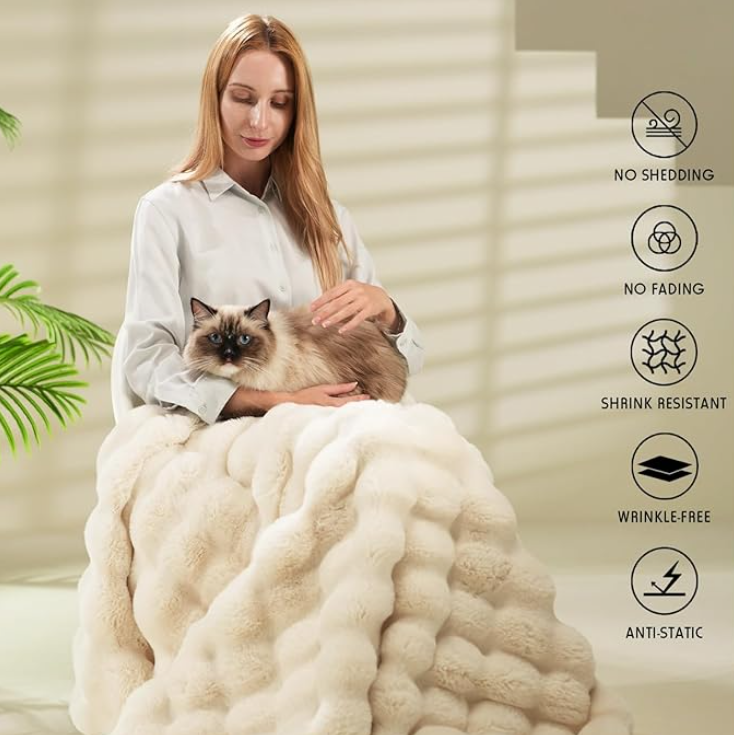 🍂 Soldes d'automne – 50 % de réduction ! 🛏️ Couverture épaisse en peluche avec motif lapin et revêtement en velours couleur lait 🫧 Blottissez-vous dans un confort absolu