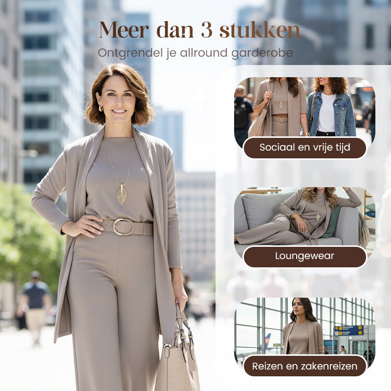 ⏳Winter-Ausverkauf⏰ Stilvolles dreiteiliges Set, bestehend aus langer Strickjacke, Top und Hose 💞