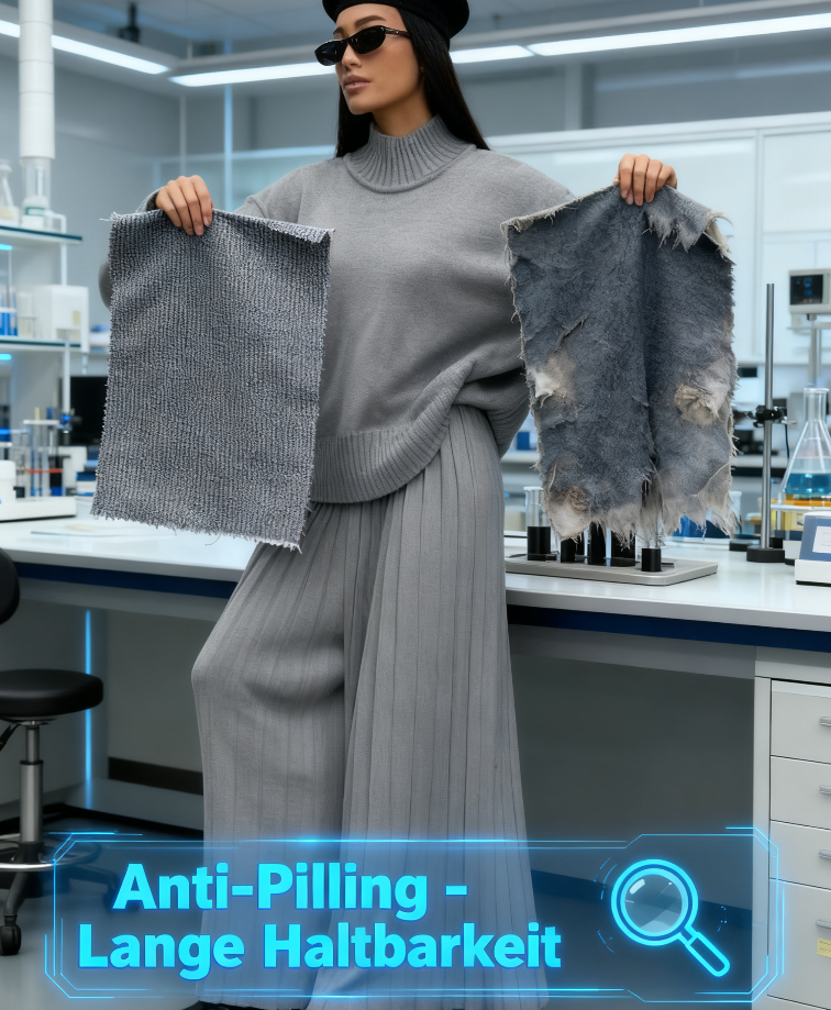 Elegantes Strickset mit hohem Kragen für DamenElegantes Strickset mit hohem Kragen für Damen