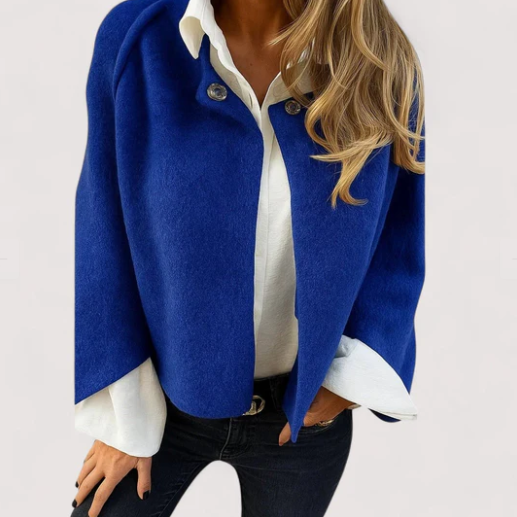 🧥✨ Gilet douillet en maille duveteuse – veste courte à manches larges et boutons élégants