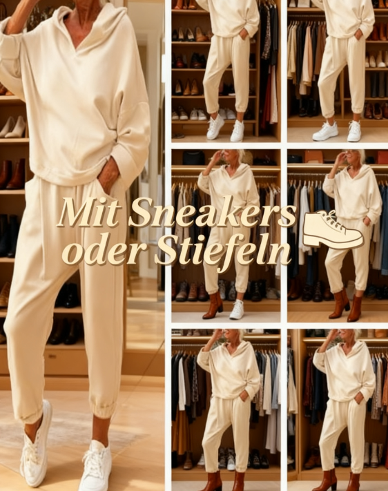 💖Begrenzter Verkauf 50 % RABATT💖Zweiteiliges einfarbiges Kapuzenpullover-Set für Damen