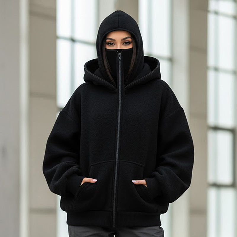 Sweats à capuche zippés de style ninja pour hommes et femmes 