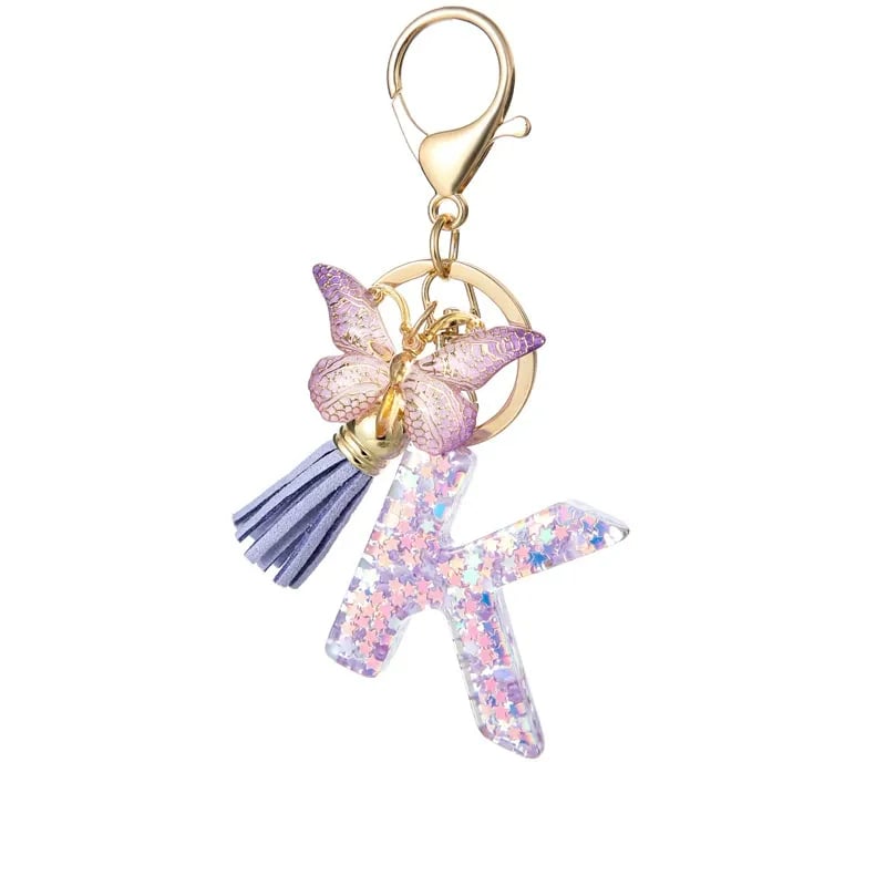 Pendentif lettre papillon Kuschelwohl™ avec pompon – Coloré et personnalisé (Vente de Noël 🎄)