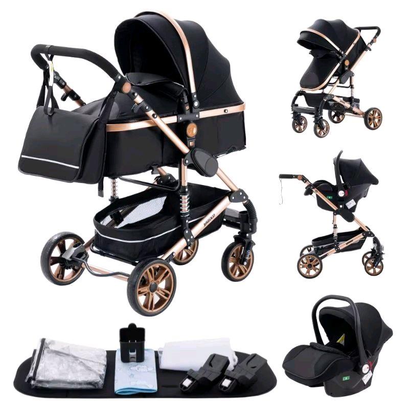 Luxuriöser 3-in-1 Kinderwagen faltbar für Reisen zusammenklappbar