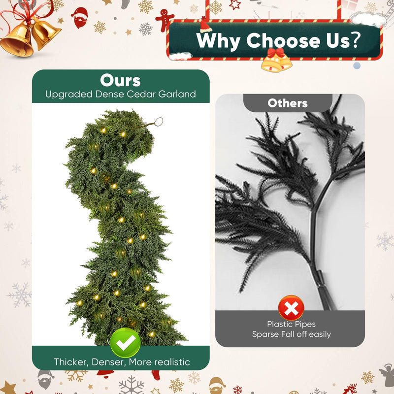 Guirlande de cèdre de Noël – Naturelle, festive et scintillante ! 💫 | Soldes de Noël 2025 : Jusqu'à 45 % de réduction et aucun frais caché ! 