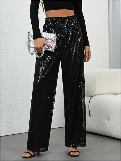 Pantalon à sequins scintillants Kuschelwohl® (jambes larges) – Élastique, toucher cachemire et véritable laine | 🎄 Grande vente de Noël