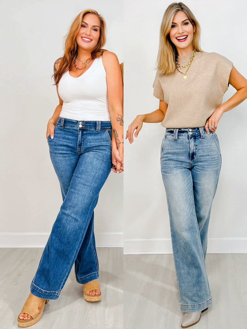 👖Ventes du Black Friday : jusqu’à 49 % de réduction !!⚡Jean taille haute à double boutonnage et jambes larges 