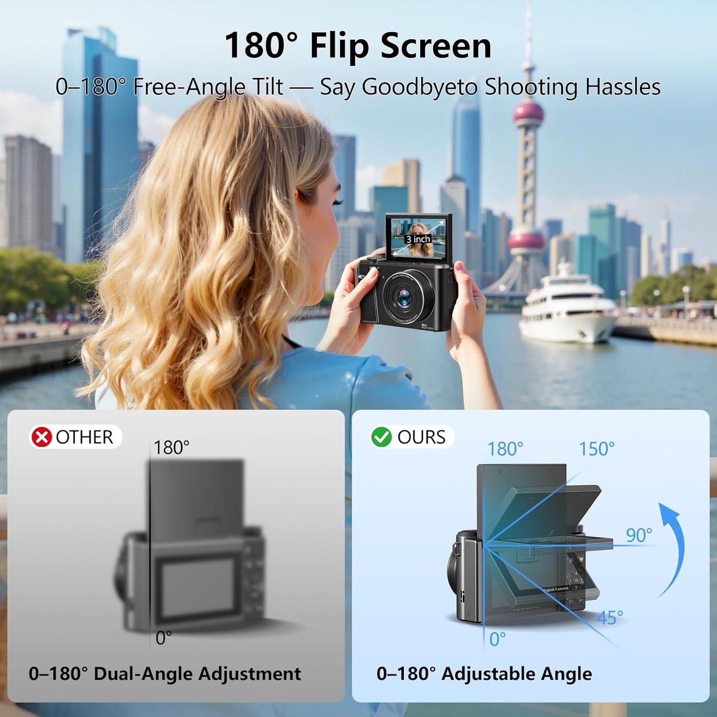 8K-Digitalkamera mit 88 MP und 3-Zoll-180°-Klappbildschirm