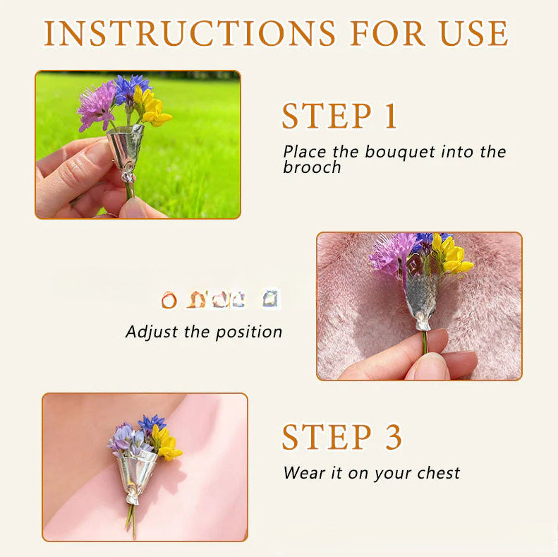 Tragbare Blumen-Brosche – Handgefertigte Mini-Blumen als stilvolle Anstecknadel 🎄 Weihnachtsaktion: Bis zu 40 % Rabatt!