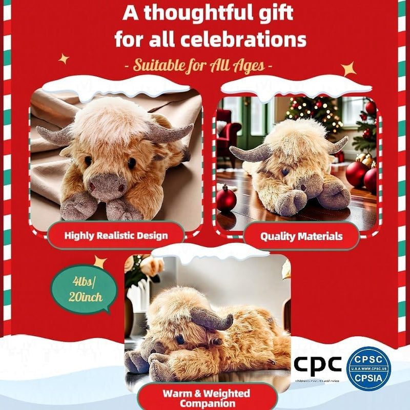 🥳 Mega-rea 60% DE RÉDUCTION 🎁Söt Tecknad Highland Cow Gosedjur🔥