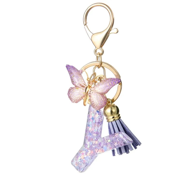 Pendentif lettre papillon Kuschelwohl™ avec pompon – Coloré et personnalisé (Vente de Noël 🎄)
