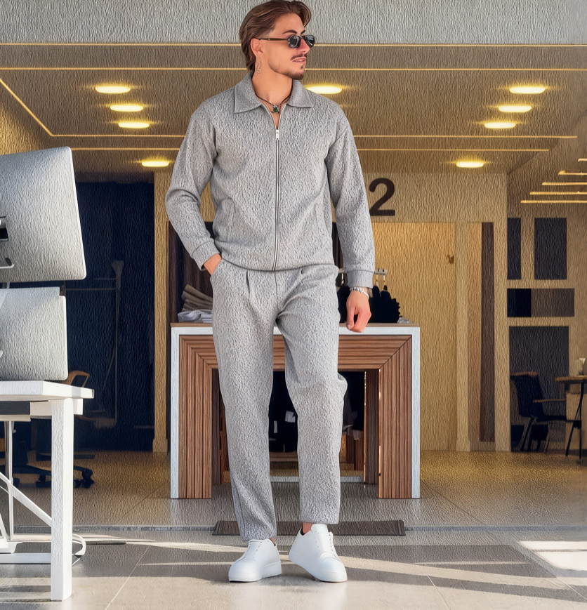 Black Friday🔥Neuheiten Sonderangebot – Herrenjacke mit Reißverschluss und einfarbige Hose im Set