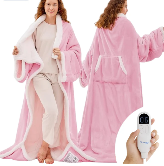 Beheizte Decke mit Ärmeln– Weich & Warm für Kalte Tage | Fernbedienung, Einstellbare Temperatur