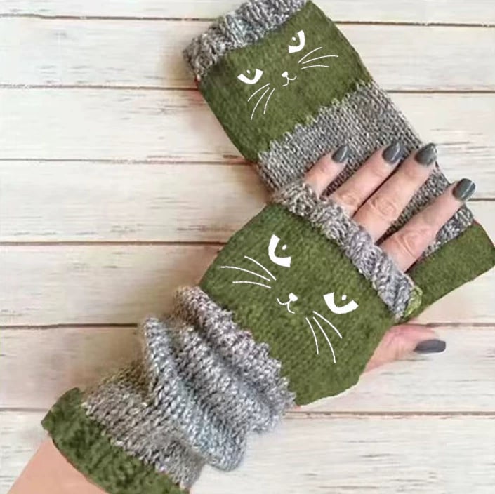 🏆🔥KAUF 2, ERHALTE 1 GRATIS🧤Gestrickte fingerlose Handschuhe für Damen – Weich, warm & perfekt für Smartphone und Alltag🐱