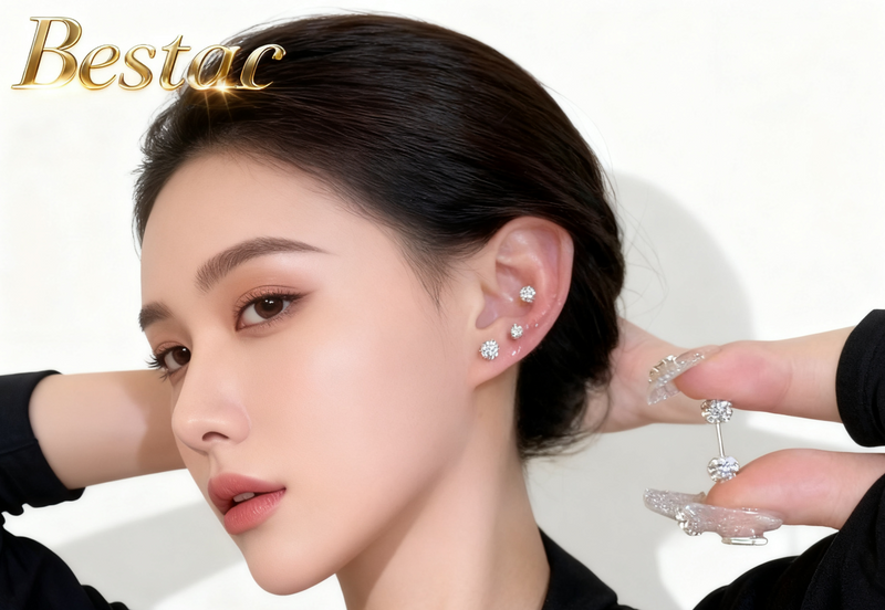 🌟 Boucles d'oreilles à clous en forme de boule de diamant scintillante 🌟 