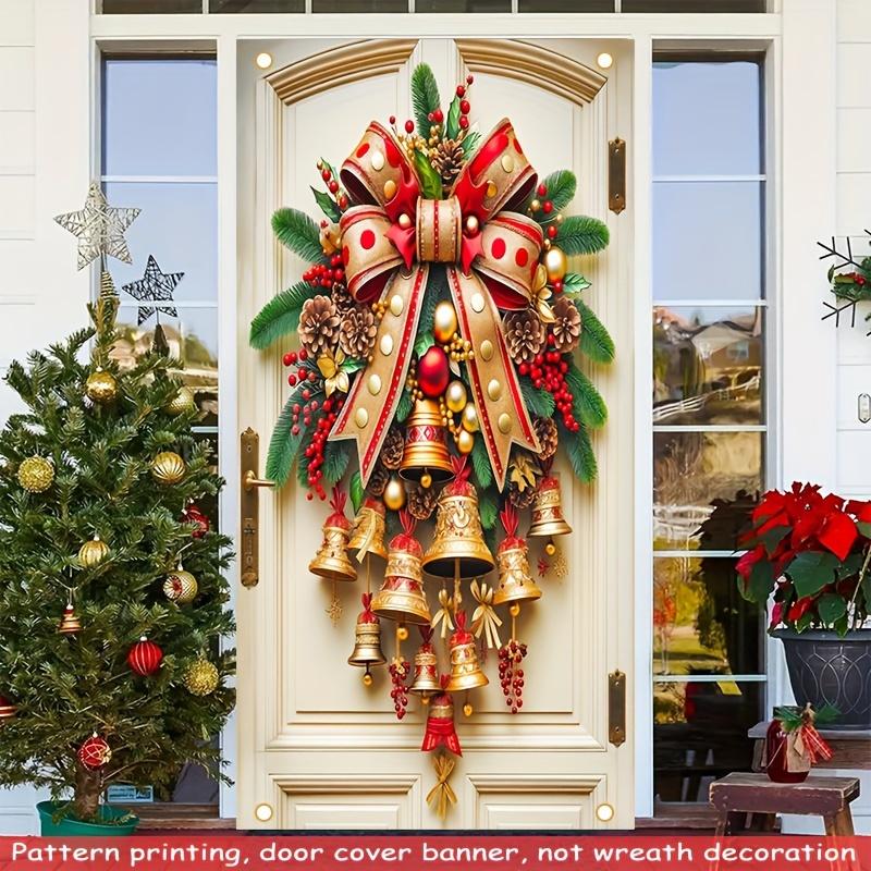 49 % de réduction cette semaine ! 🎉🎉 Décoration de porte avec cloches de Noël dorées et couronne 