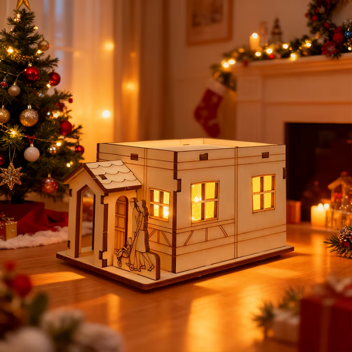 🎅Offres spéciales Noël - Maisons de Noël en bois illuminées, faites maison, pour les loisirs créatifs 