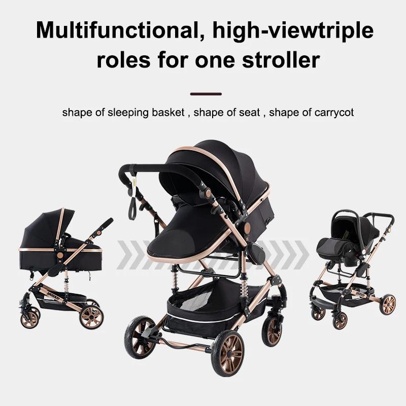 Luxuriöser 3-in-1 Kinderwagen faltbar für Reisen zusammenklappbar