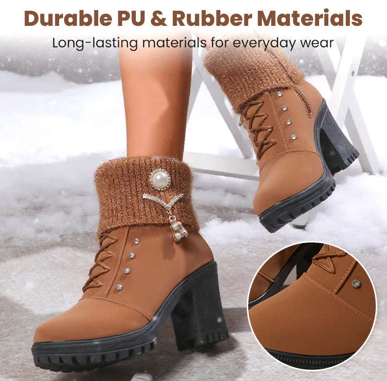 Schwarzer Freitag-Mega-Angebot – 50 % Rabatt!🔥Warm gefütterte Damenstiefeletten mit Blockabsatz