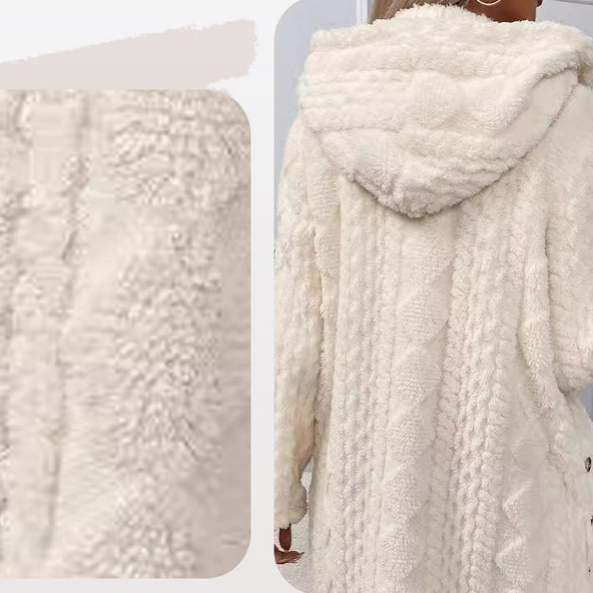 Warme Damenjacke mit Kapuze und Rautenmuster