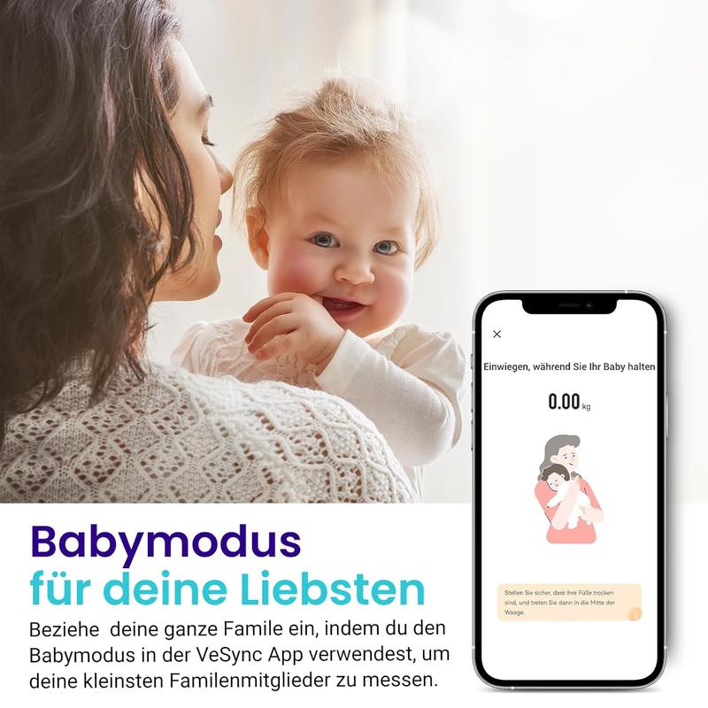 Bluetooth Körperfettwaage mit App – 13 Körperwerte, bis 180 kg