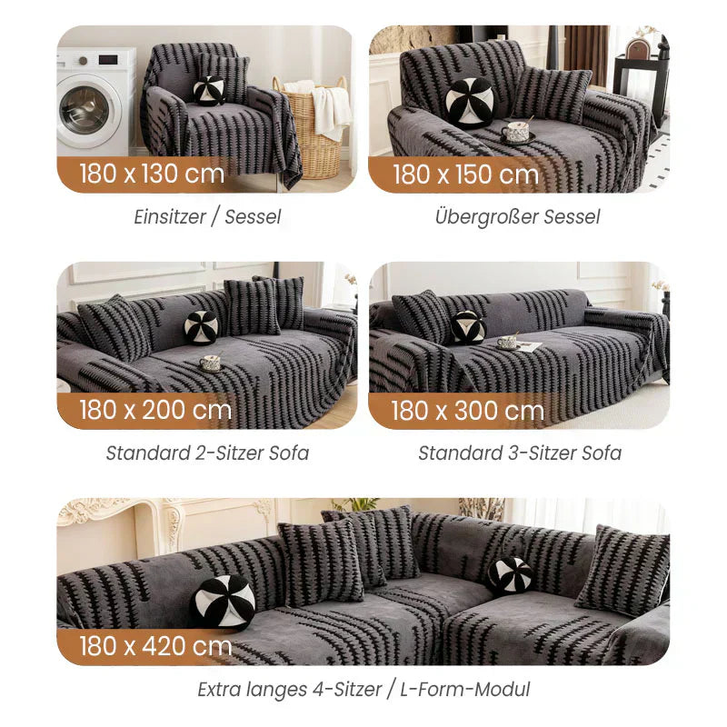 🛋️ 50% RABATT 2026! ✨ Plüsch Sofaüberwurf - Extra Dicke & Rutschfeste Decke mit Elastischen Kanten für Herbst und Winter 🍂❄️
