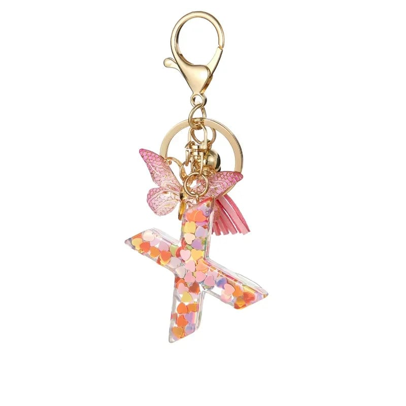 Pendentif lettre papillon Kuschelwohl™ avec pompon – Coloré et personnalisé (Vente de Noël 🎄)