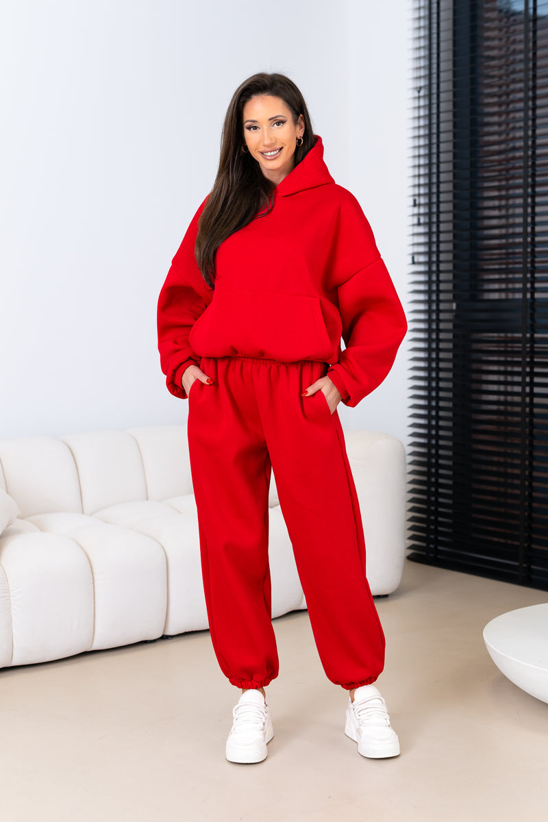 Kapuzen-Sweatshirt-Set in Unifarbe