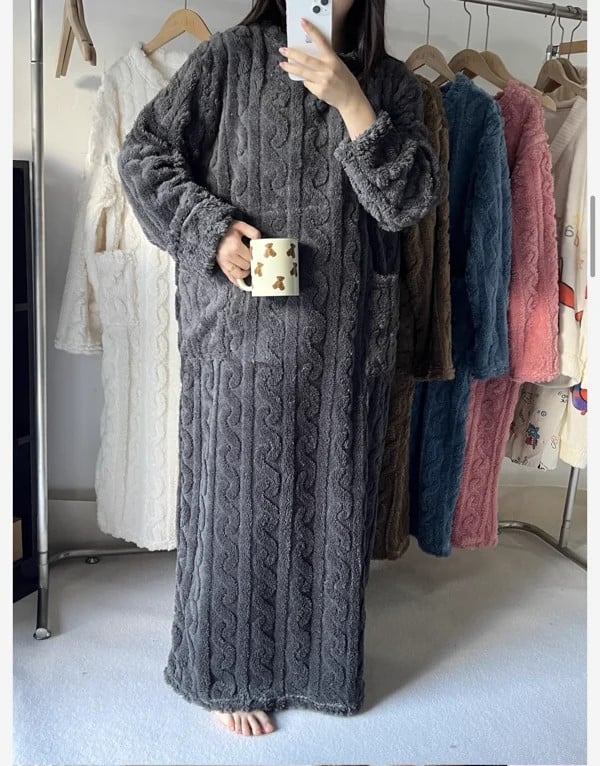 Pyjama d'hiver chaud en velours corail 