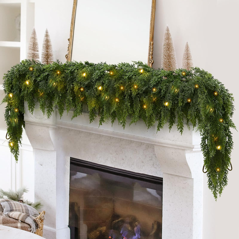 Guirlande de cèdre de Noël – Naturelle, festive et scintillante ! 💫 | Soldes de Noël 2025 : Jusqu'à 45 % de réduction et aucun frais caché ! 