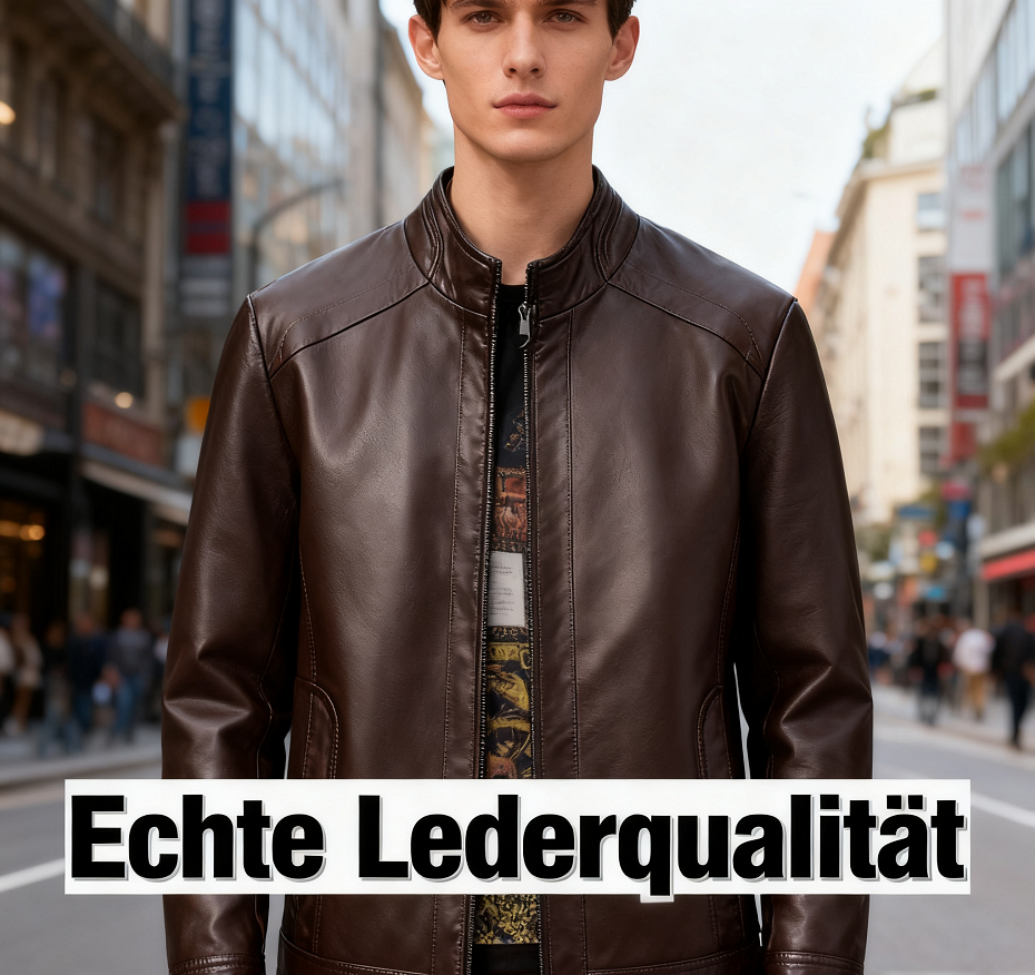 🧥✨ Kuschelwohl Herren Lederjacke – Stehkragen, zeitloses Design, vegane Lederoptik