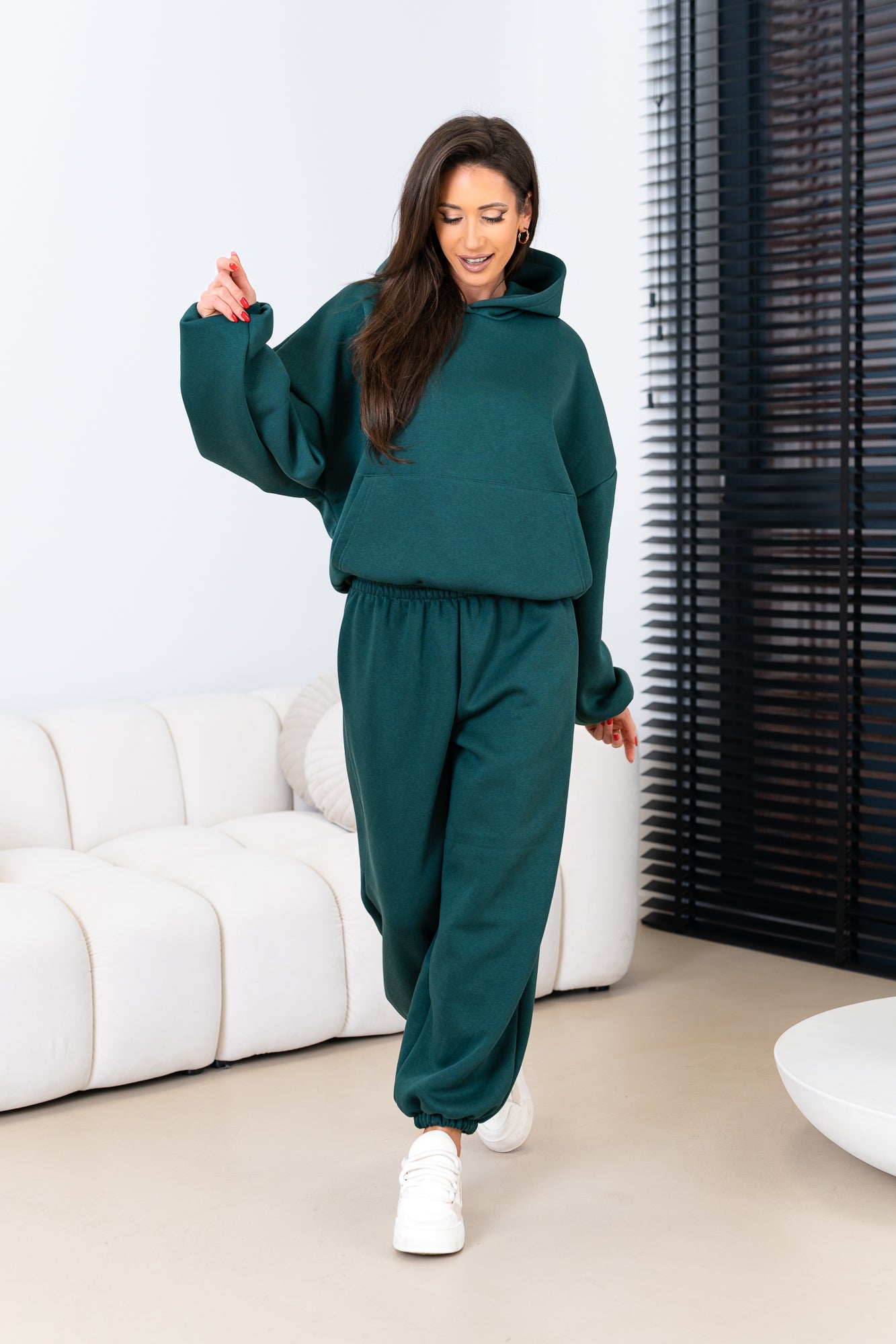 Kapuzen-Sweatshirt-Set in Unifarbe
