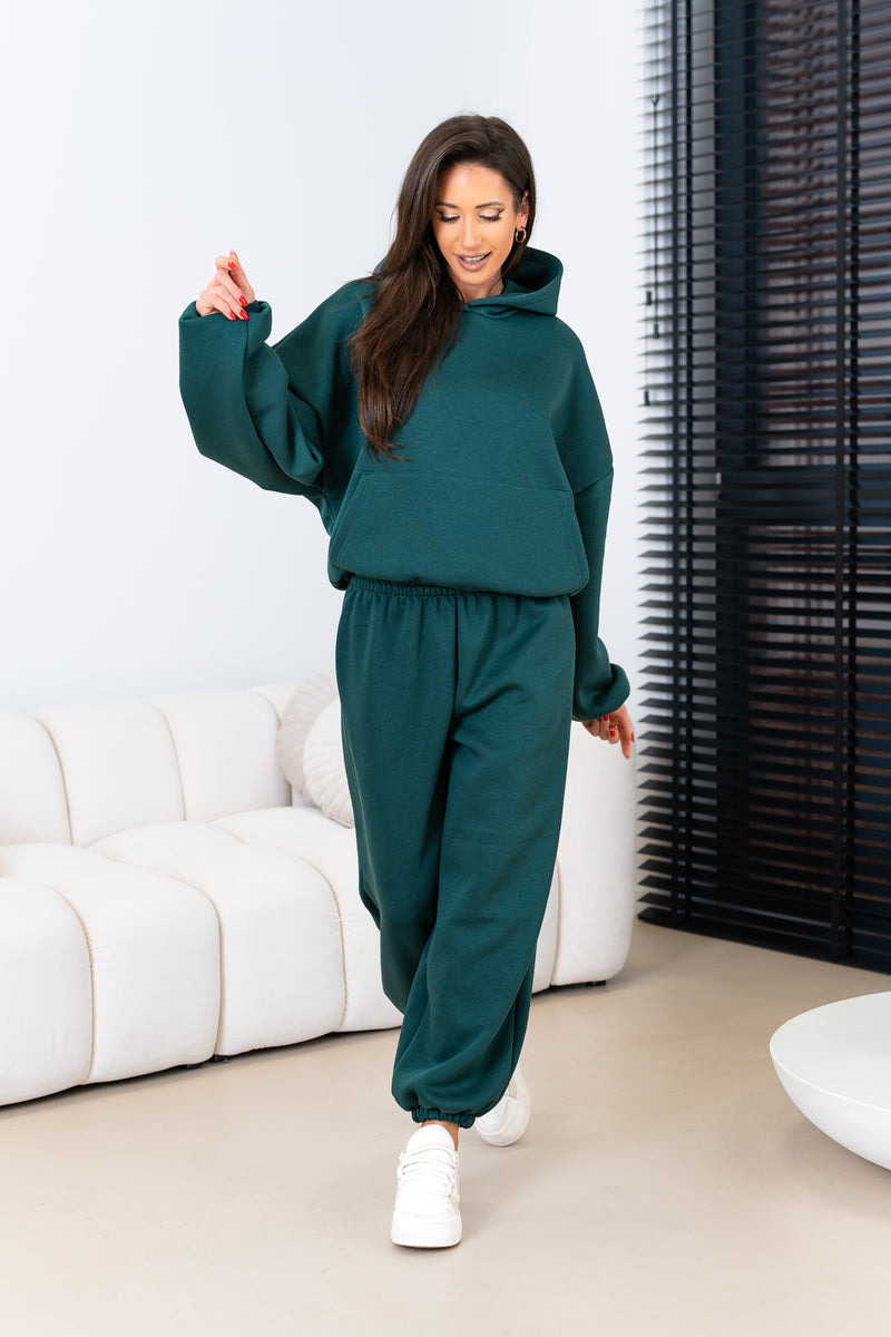 Kapuzen-Sweatshirt-Set in Unifarbe