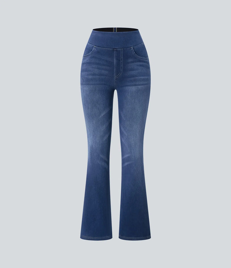 Kuschelwohl™ High-Waist Bootcut Jeans im Washed-Look mit Taschen – Großer Weihnachts-Sale (Bis zu -50%)