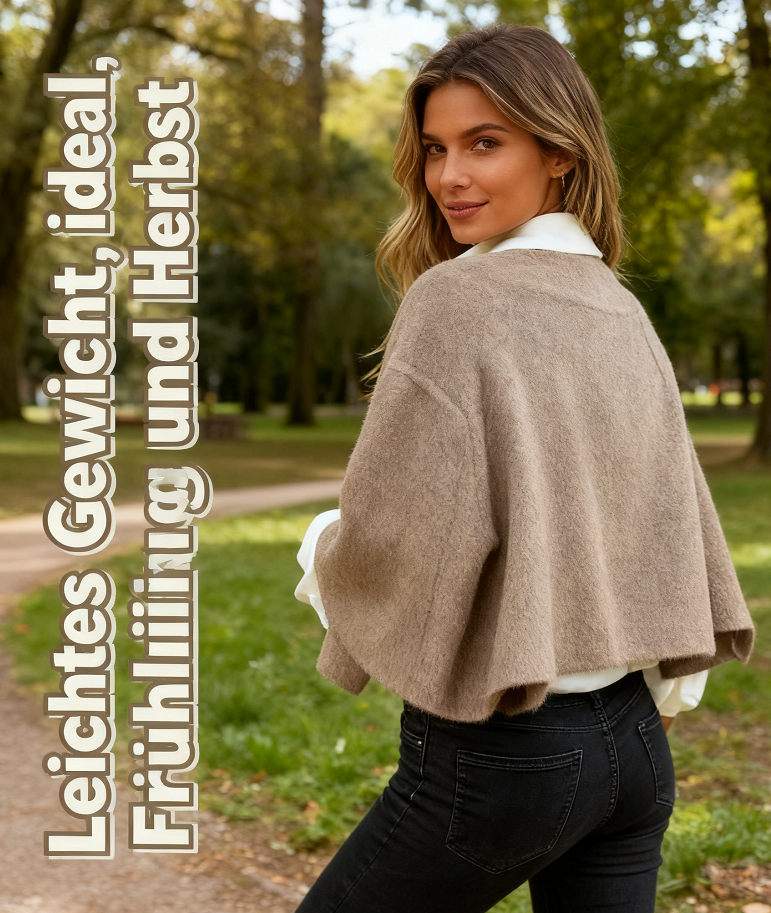 🧥✨ Kuschelwohl -Cardigan aus Flauschstrick – Kurzjacke mit weiten Ärmeln & eleganten Knöpfen