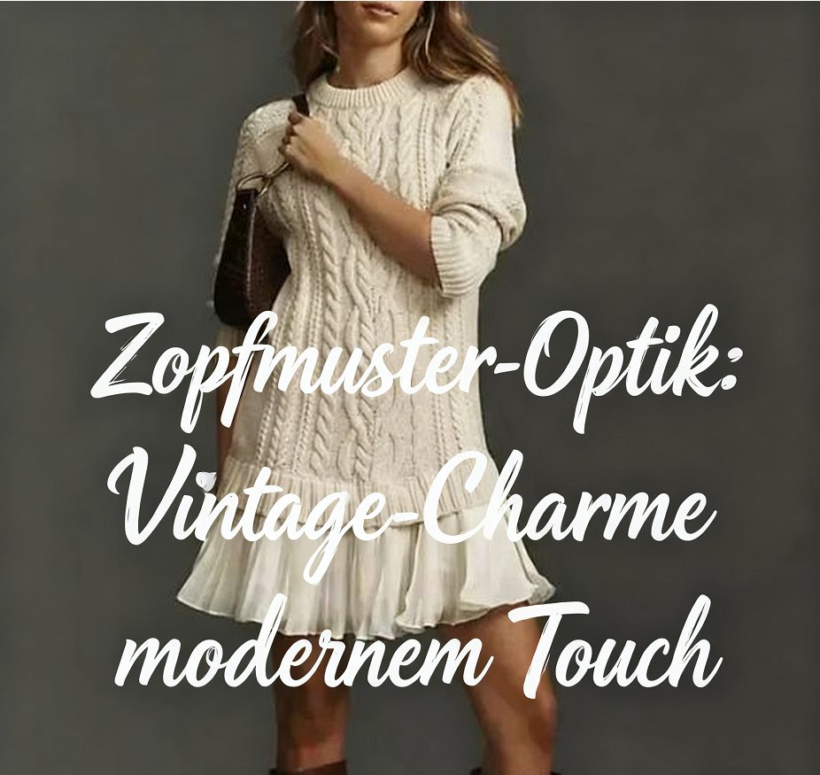 🧶🍂 Kuschelwohl Damen Strickkleid aus Wollmix – Zopfstrick, weich & warm für Herbst/Winter