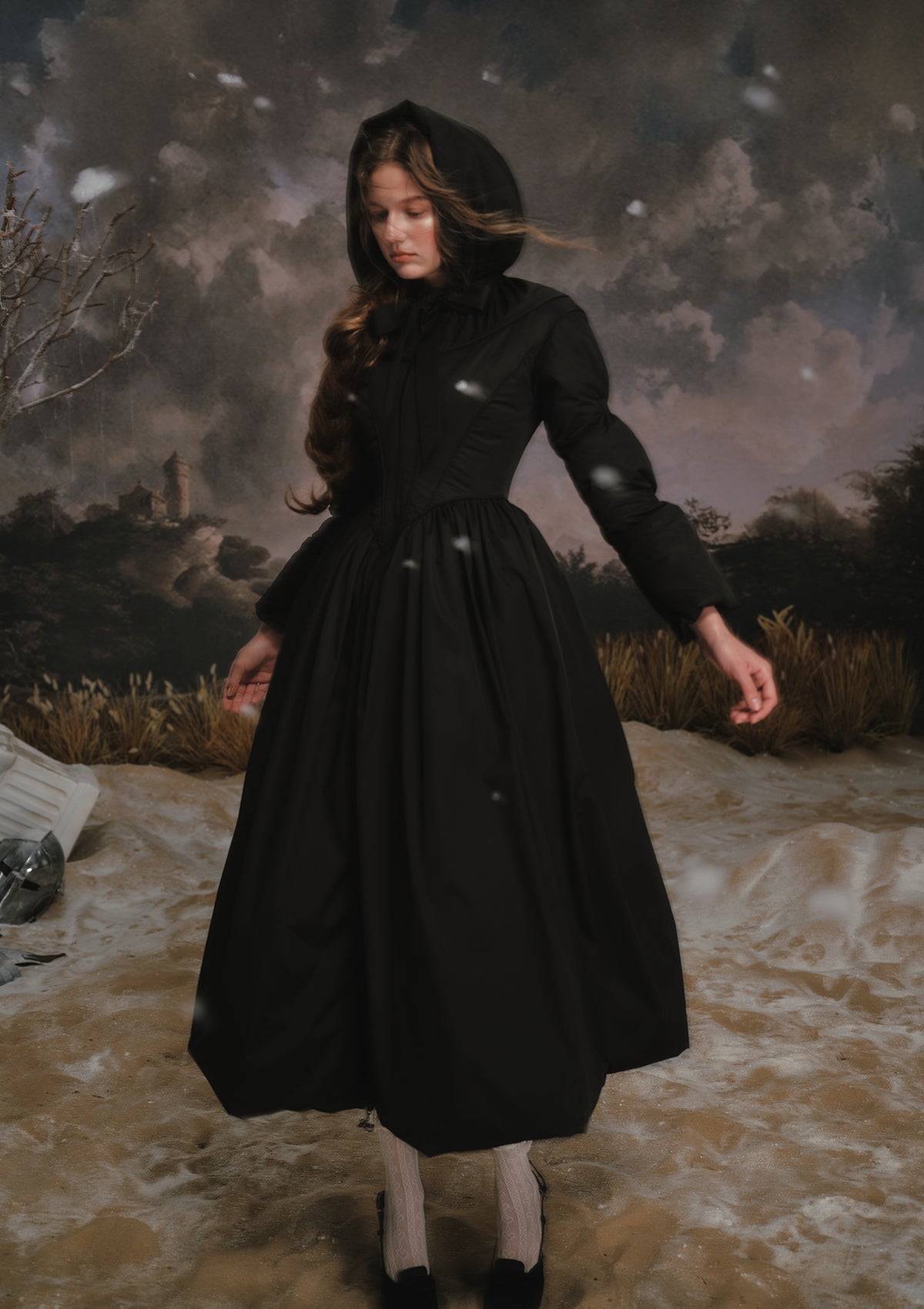 Schwarz-Weißer Krieger-Daunenmantel