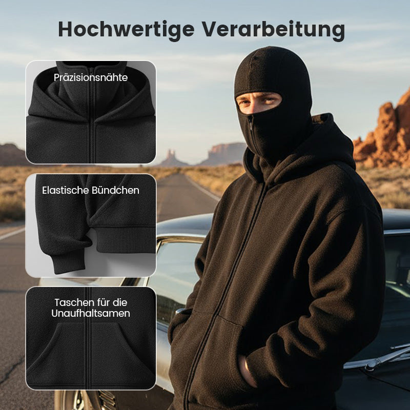Sweats à capuche zippés de style ninja pour hommes et femmes 