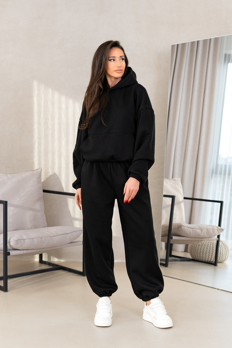 Kapuzen-Sweatshirt-Set in Unifarbe