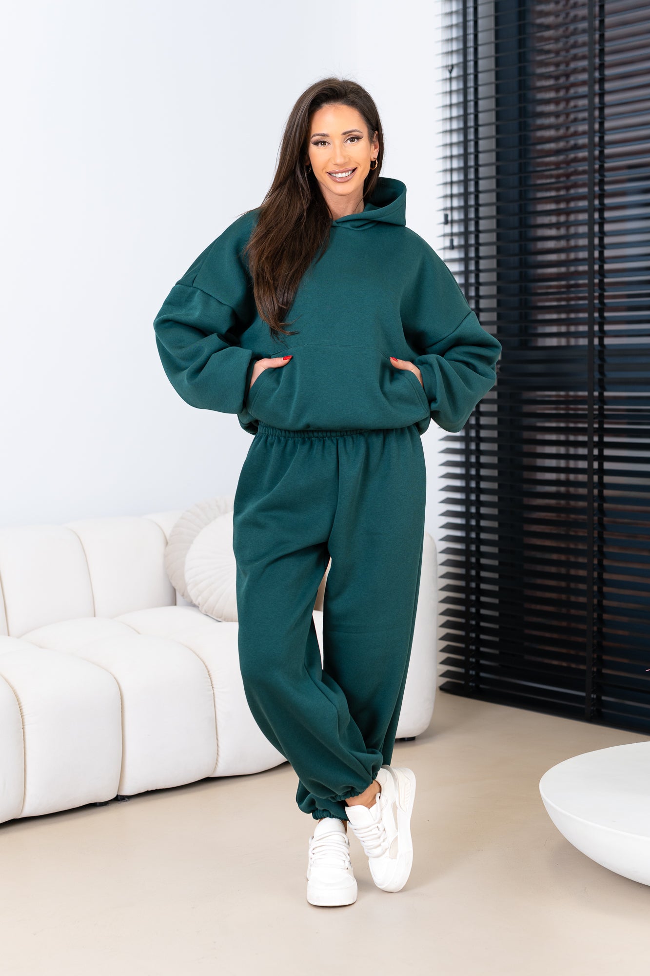 Kapuzen-Sweatshirt-Set in Unifarbe
