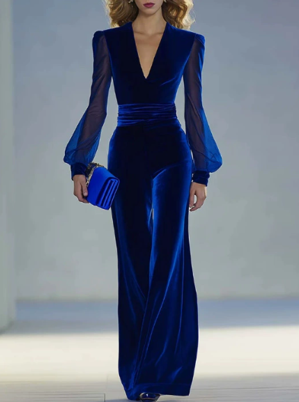 Samt-Jumpsuit mit Mesh & V-Ausschnitt -Aktivitäten im frühen Frühling 2026