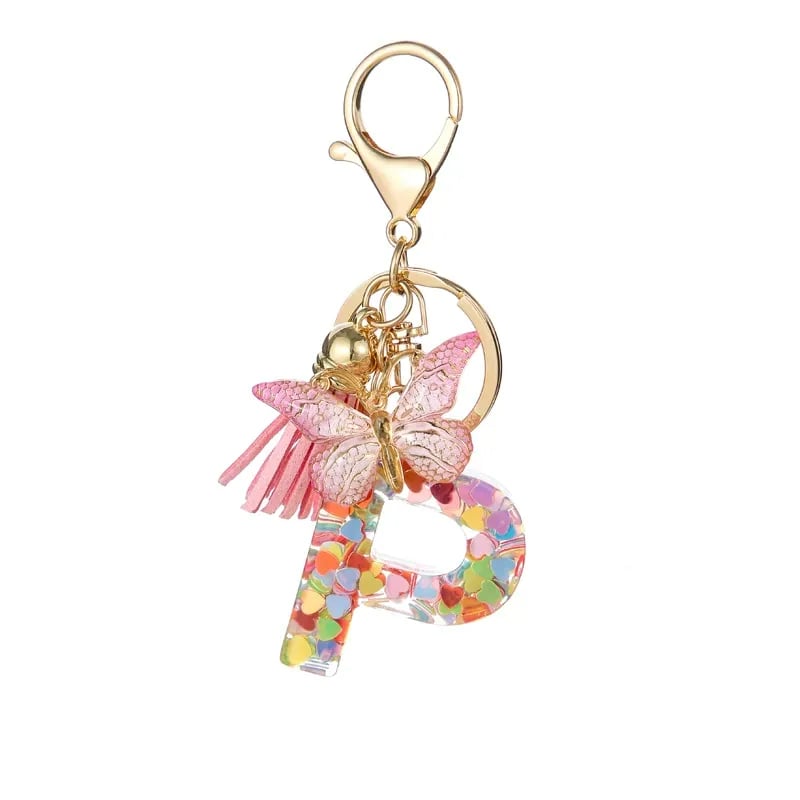 Pendentif lettre papillon Kuschelwohl™ avec pompon – Coloré et personnalisé (Vente de Noël 🎄)
