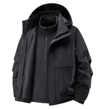 🧥❄️ Veste thermique confortable pour homme avec capuche et doublure polaire – Déperlante, coupe-vent et chaude