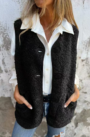 🎉Nouveauté – 50 % de réduction💛Gilet court et chaud d'automne pour femme avec patte de boutonnage