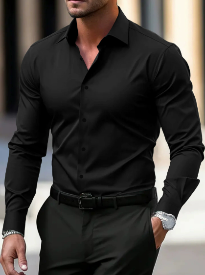 Chemise business homme confortable – Coupe ajustée, élastique et facile à repasser | Manches longues