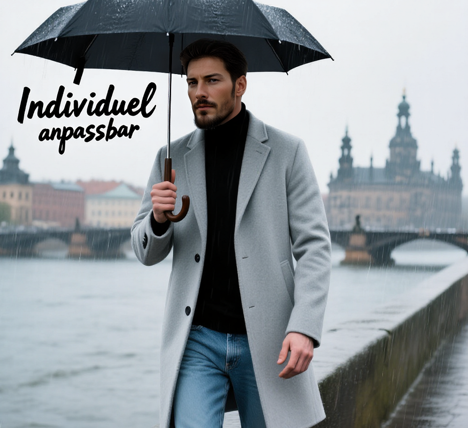 🧥 Kuschelwohl Herren Wollmantel – Eleganter, grauer Mantel mit klassischem Schnitt für den Winter ❄️
