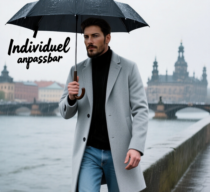 🧥 Manteau en laine confortable pour homme – Manteau gris élégant à la coupe classique pour l'hiver ❄️