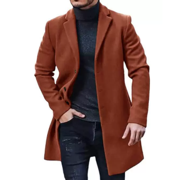 🧥 Manteau en laine confortable pour homme – Manteau gris élégant à la coupe classique pour l'hiver ❄️