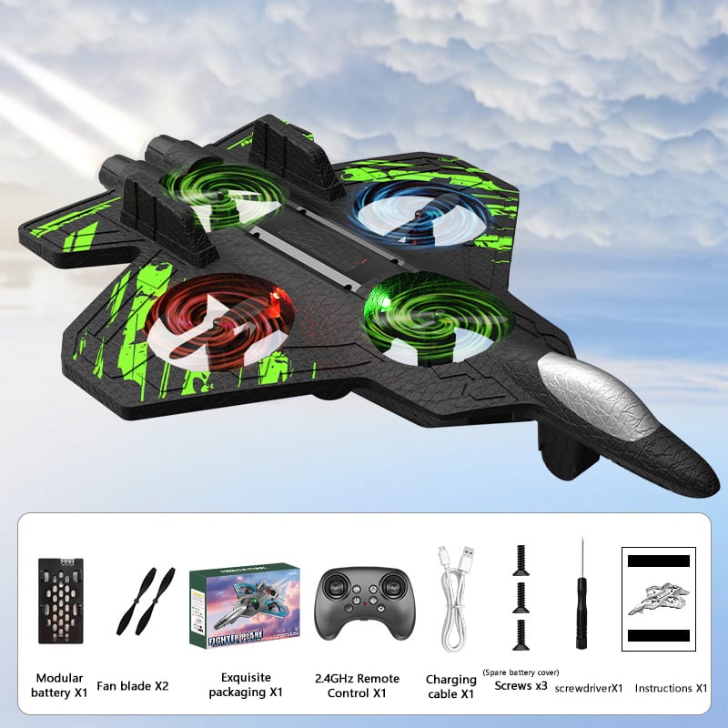 49 % de réduction cette semaine ! 🎉🎉 Avion de chasse acrobatique télécommandé pour enfants avec flips à 360° et lumières LED