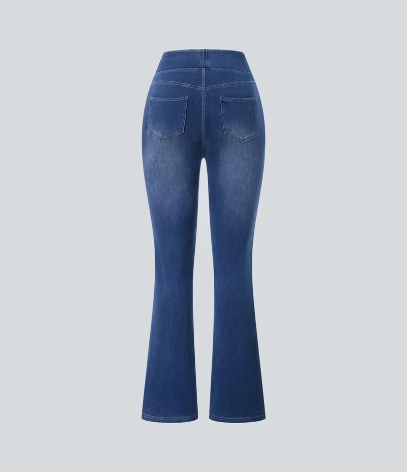 Kuschelwohl™ High-Waist Bootcut Jeans im Washed-Look mit Taschen – Großer Weihnachts-Sale (Bis zu -50%)